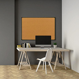 Доска пробковая 90х120 см Attache BlackFrame алюминиевая рама