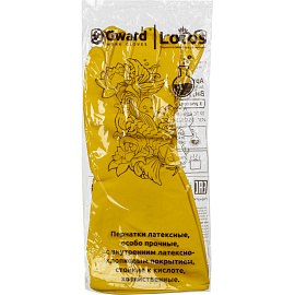Перчатки латексные Gward Lotos G60 с хлопковым напылением желтые (размер 7, S)
