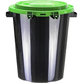 Бак для мусора и отходов 40 л с крышкой пластик черный/зеленый (47x38x38 см)