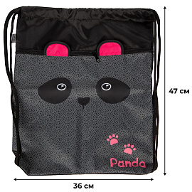 Мешок для сменной обуви Комус Класс Panda 360x470 мм черный с карманом