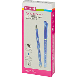 Ручка гелевая со стираемыми чернилами Attache синяя (толщина линии 0.5 мм)