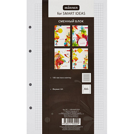 Сменный блок для тетрадей Mariner 156x260 мм 100 листов в клетку белый