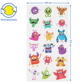 Наклейки объемные Мульти-Пульти "Монстрики", 10*22см, 18 наклеек, инд. уп., европодвес