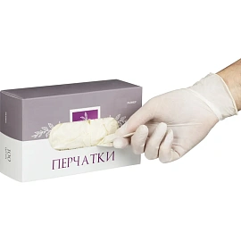 Перчатки медицинские смотровые латексные Cerebrum текстурированные нестерильные неопудренные размер XL (9-10) белые (50 пар/100 штук в упаковке)