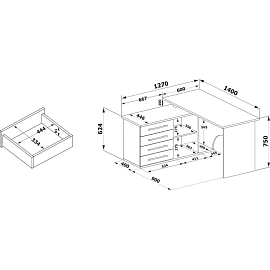 Стол компьютерный Сокол КСТ-109Л (венге, 1400х1270х750 мм)