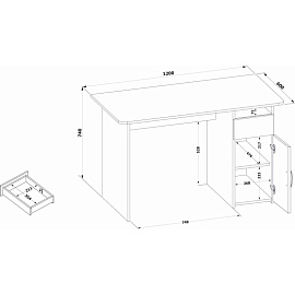 Стол компьютерный Сокол СПм-03.1 с тумбой (венге, 1200х600х740 мм)