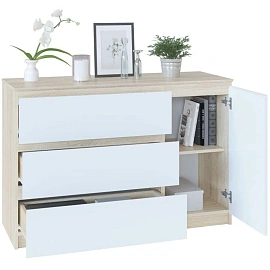 Комод Сокол Т-3р (дуб сонома/белый, 1200х446х804 мм)