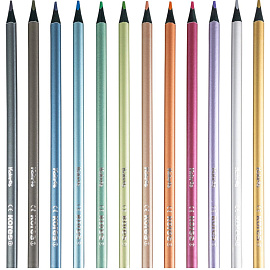 Карандаши цветные Kores Kolores Metallic Style 12 карандашей 12 цветов трёхгранные (металлические)