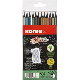 Карандаши цветные Kores Kolores Metallic Style 12 карандашей 12 цветов трёхгранные (металлические)