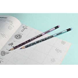 Карандаш чернографитный НВ с ластиком Kores заточенный трехгранный