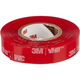 Клейкая лента двусторонняя монтажная морозостойкая 3M VHB4910F на вспененной основе прозрачная 12 мм x 1.5 м