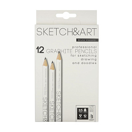 Карандаш чернографитный художественный 4B Sketch&Art заточенный трехгранный, корпус белый