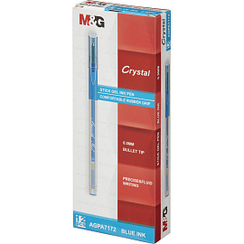 Ручка гелевая неавтоматическая M&G Crystal синяя (толщина линии 0.35 мм)