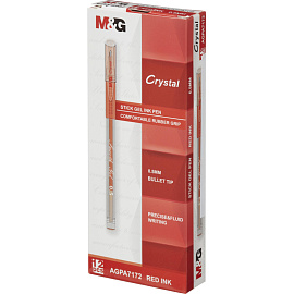 Ручка гелевая неавтоматическая M&G Crystal красная (толщина линии 0.35 мм)