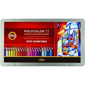Карандаши цветные художественные классические Koh-i-Noor Polycolor 72 карандаша 72 цвета шестигранные (3827072001PL)