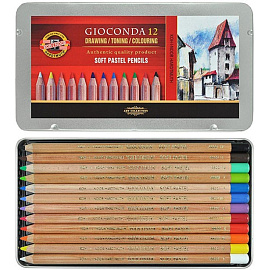 Карандаши пастельные Koh-i-Noor Gioconda Soft круглые 12 цветов в наборе
