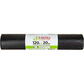 Мешки для мусора Mitra Professional 120 л черные (ПВД 40 мкм, 20 штук)