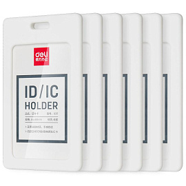 Бейдж Deli 8317 вертикальный 105x63 мм белый без держателя (размер вкладыша: 89x54)