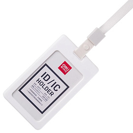 Бейдж Deli 8317 вертикальный 105x63 мм белый без держателя (размер вкладыша: 89x54)