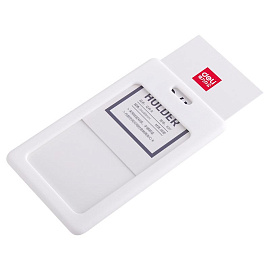 Бейдж Deli 8317 вертикальный 105x63 мм белый без держателя (размер вкладыша: 89x54)