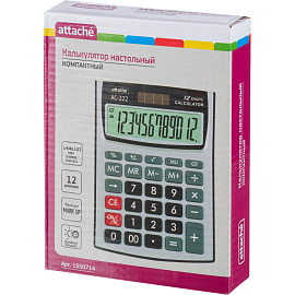 Калькулятор настольный Attache AC-222 12-разрядный серебристый 140x107x34 мм