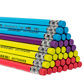 Карандаш чернографитный HB с ластиком Deli Scribe EU50806 заточенный шестигранный