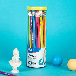 Карандаш чернографитный HB с ластиком Deli Scribe EU50806 заточенный шестигранный