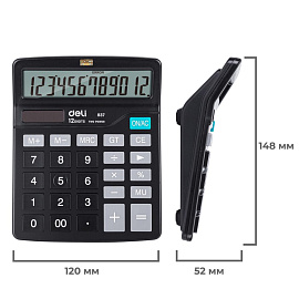 Калькулятор настольный Deli 837 12-разрядный черный 148х120х52 мм