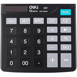 Калькулятор настольный Deli 837 12-разрядный черный 148х120х52 мм