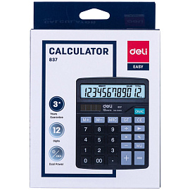 Калькулятор настольный Deli 837 12-разрядный черный 148х120х52 мм