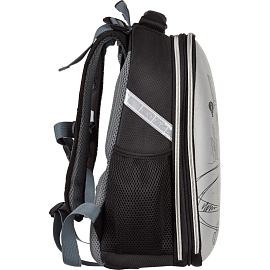 Ранец Комус Класс (№1 School) Динозавр Boss анатомический серый светоотражающая ткань с двумя отделениями