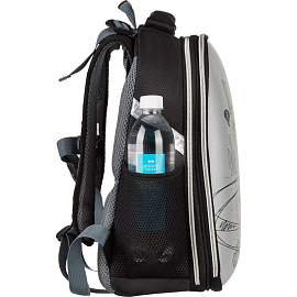 Ранец Комус Класс (№1 School) Динозавр Boss анатомический серый светоотражающая ткань с двумя отделениями