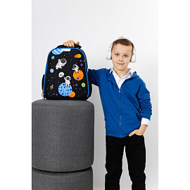 Ранец Комус Класс (№1 School) Space time анатомический черный с двумя отделениями