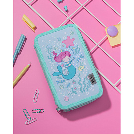 Пенал двухсекционный Комус Класс (№1 School) Русалка голубой