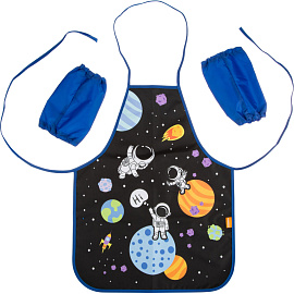 Фартук для труда Комус Класс (№1 School) Space time черный с нарукавниками