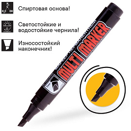 Маркер перманентный Crown Multi Marker черный (толщина линии 1-5 мм) скошенный наконечник