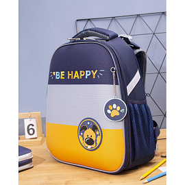 Ранец Комус Класс (№1 School) Basic Casual анатомический синий с двумя отделениями