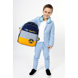 Ранец Комус Класс (№1 School) Basic Casual анатомический синий с двумя отделениями