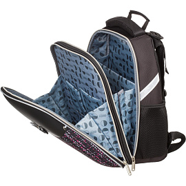 Ранец Комус Класс (№1 School) Basic Fashion анатомический черный твид с двумя отделениями