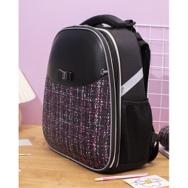 Ранец Комус Класс (№1 School) Basic Fashion анатомический черный твид с двумя отделениями