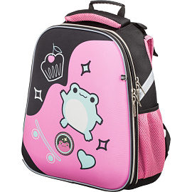 Ранец Комус Класс (№1 School) Basic Froggy анатомический черный с двумя отделениями