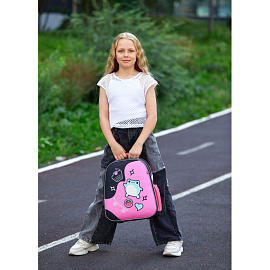 Ранец Комус Класс (№1 School) Basic Froggy анатомический черный с двумя отделениями