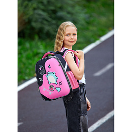 Ранец Комус Класс (№1 School) Basic Froggy анатомический черный с двумя отделениями