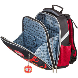 Ранец Комус Класс (№1 School) Basic Motocross анатомический черный с двумя отделениями