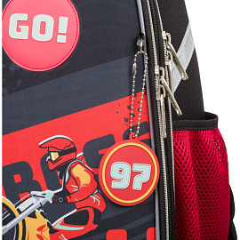 Ранец Комус Класс (№1 School) Basic Motocross анатомический черный с двумя отделениями