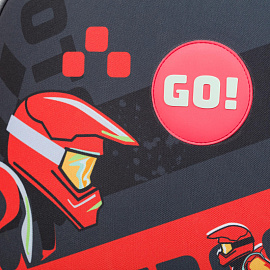 Ранец Комус Класс (№1 School) Basic Motocross анатомический черный с двумя отделениями