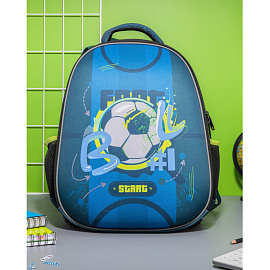 Ранец Комус Класс (№1 School) Easy Football анатомический синий с двумя отделениями