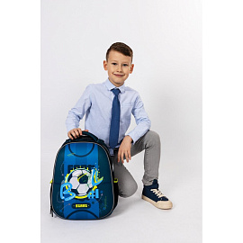 Ранец Комус Класс (№1 School) Easy Football анатомический синий с двумя отделениями