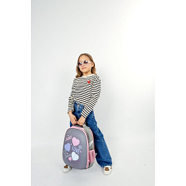 Ранец Комус Класс (№1 School) Easy Heart анатомический серый с двумя отделениями