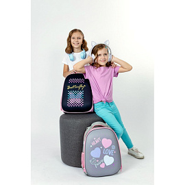 Ранец Комус Класс (№1 School) Easy Heart анатомический серый с двумя отделениями